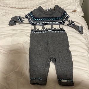 Janie and Jack Gray Footie- 0-3 months